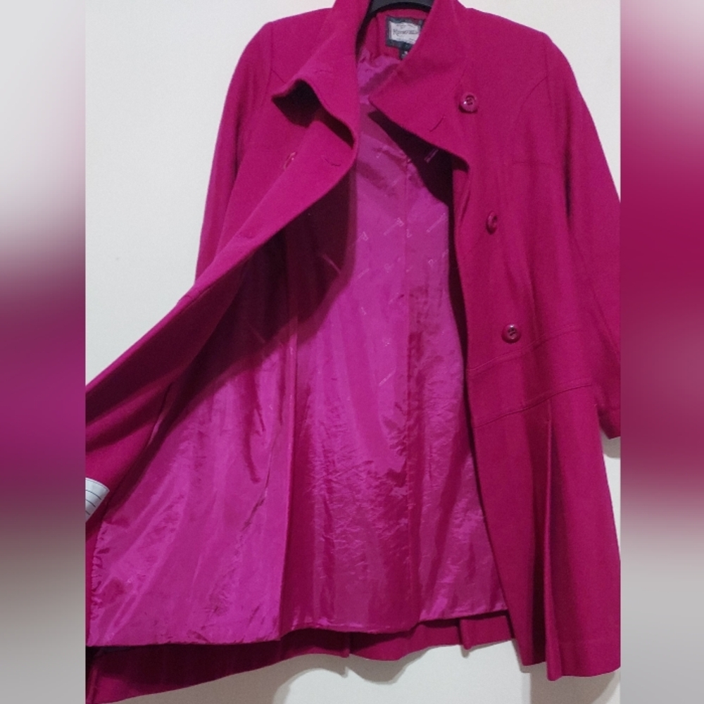 Rothschild Fuchsia Wool Coat Girl Sz-16 - Picture 3 of 9